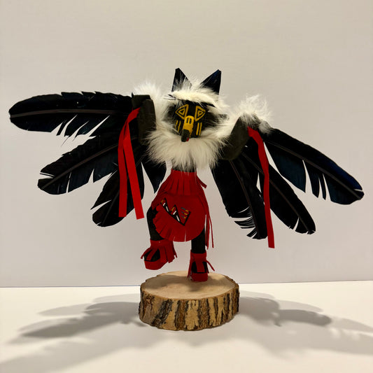 Native American Navajo Raven Kachina Doll / Red
