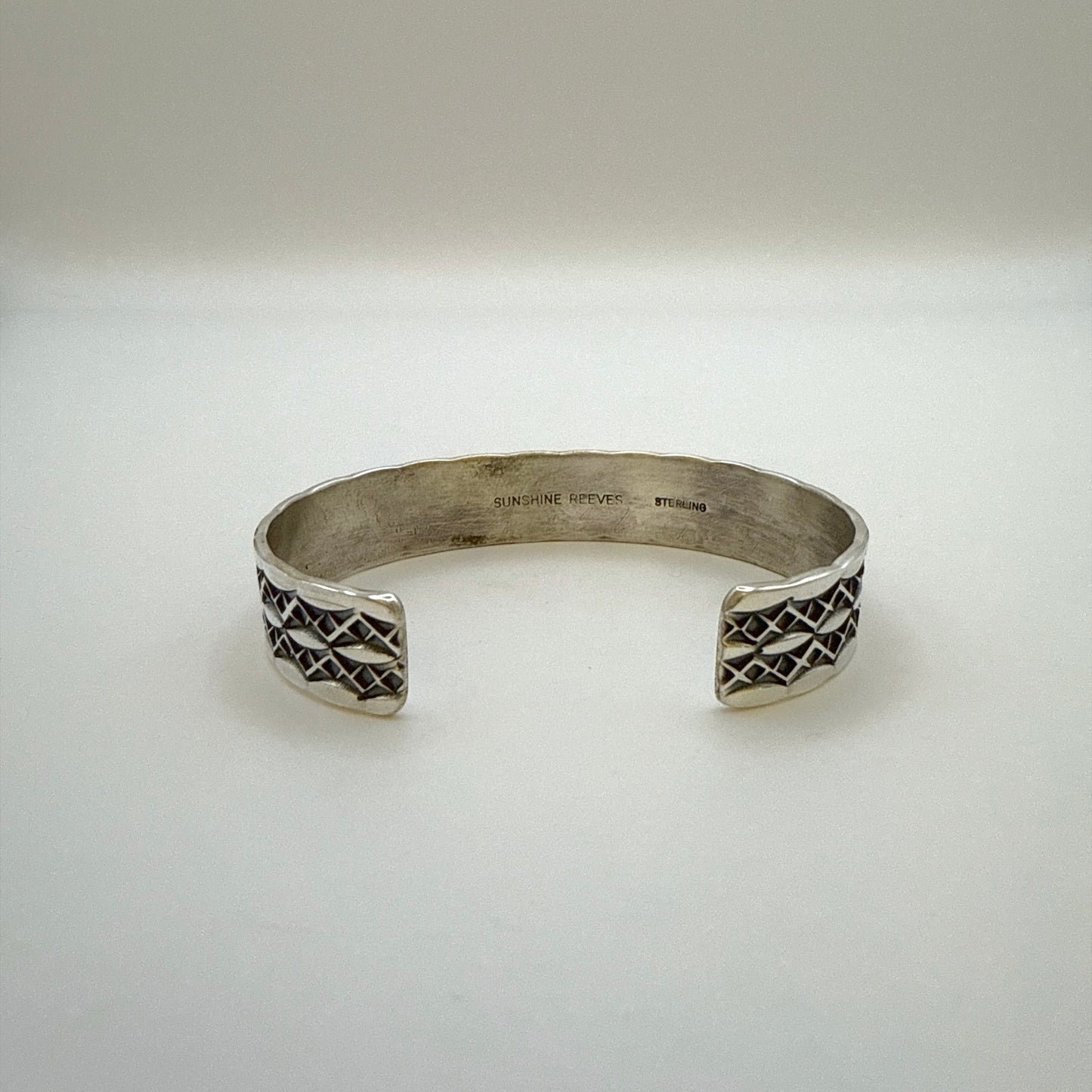 Stamped Sterling Silver Cuff Bracelet By Sunshine Reeves 5 5/8"