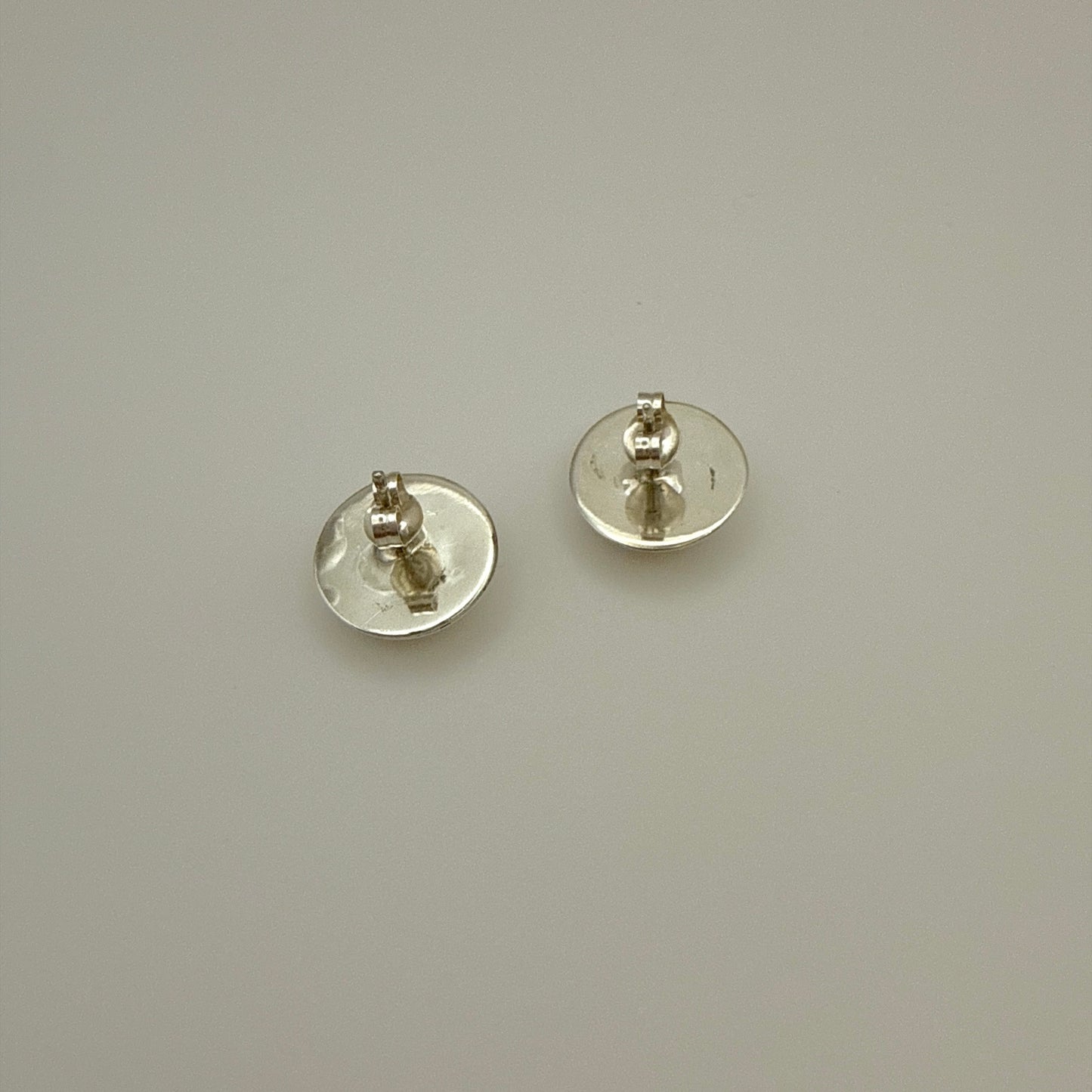 Stamped Button Stud Earrings 14mm