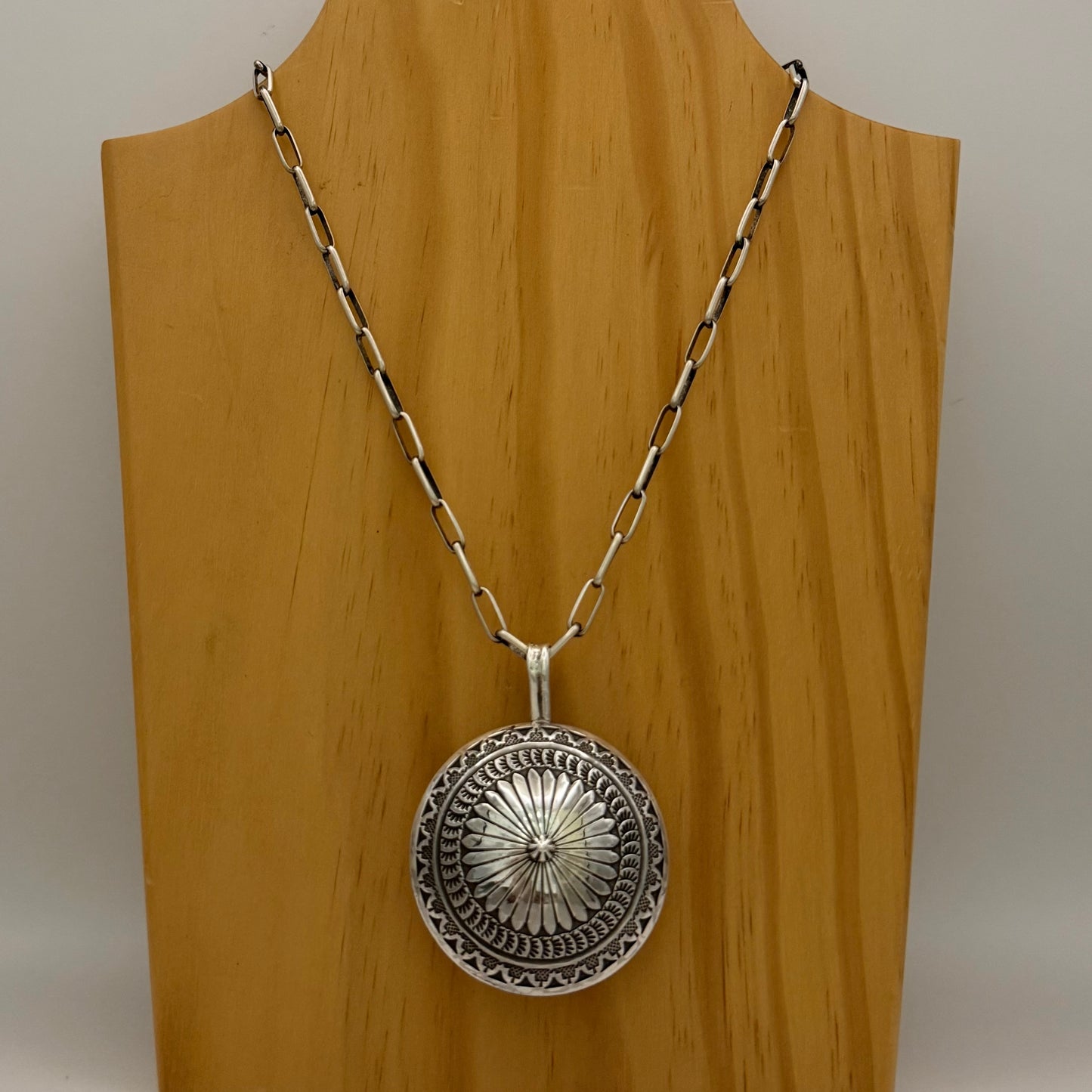 Stamped Navajo Pearl Pendant By Sunshine Reeves - Large