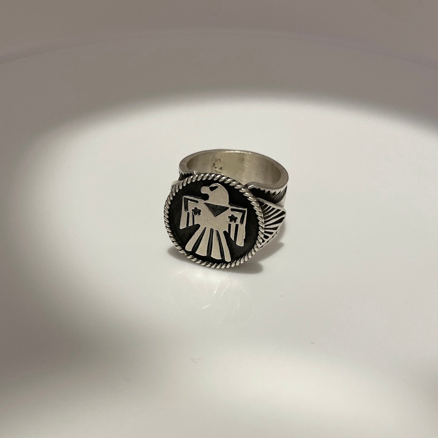 Stamped Sterling Silver Thunderbird Ring By Bo Reeves Size 7.5