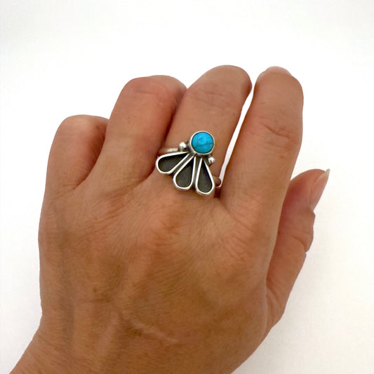 Turquoise Fan Ring Size 7.5