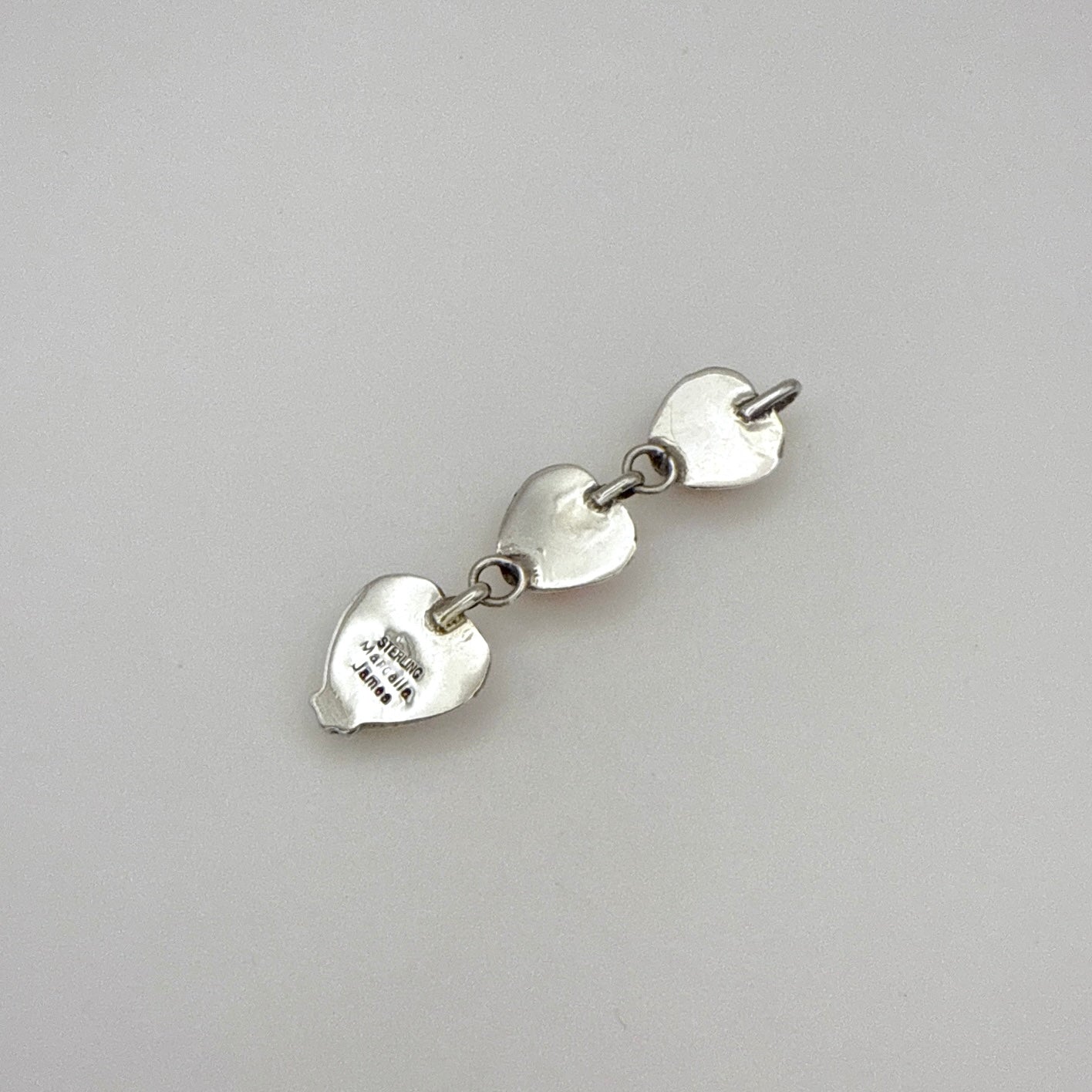 Pink Conch 3 Stone Heart Pendant