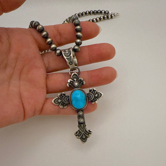 Morenci Turquoise Cross Pendant