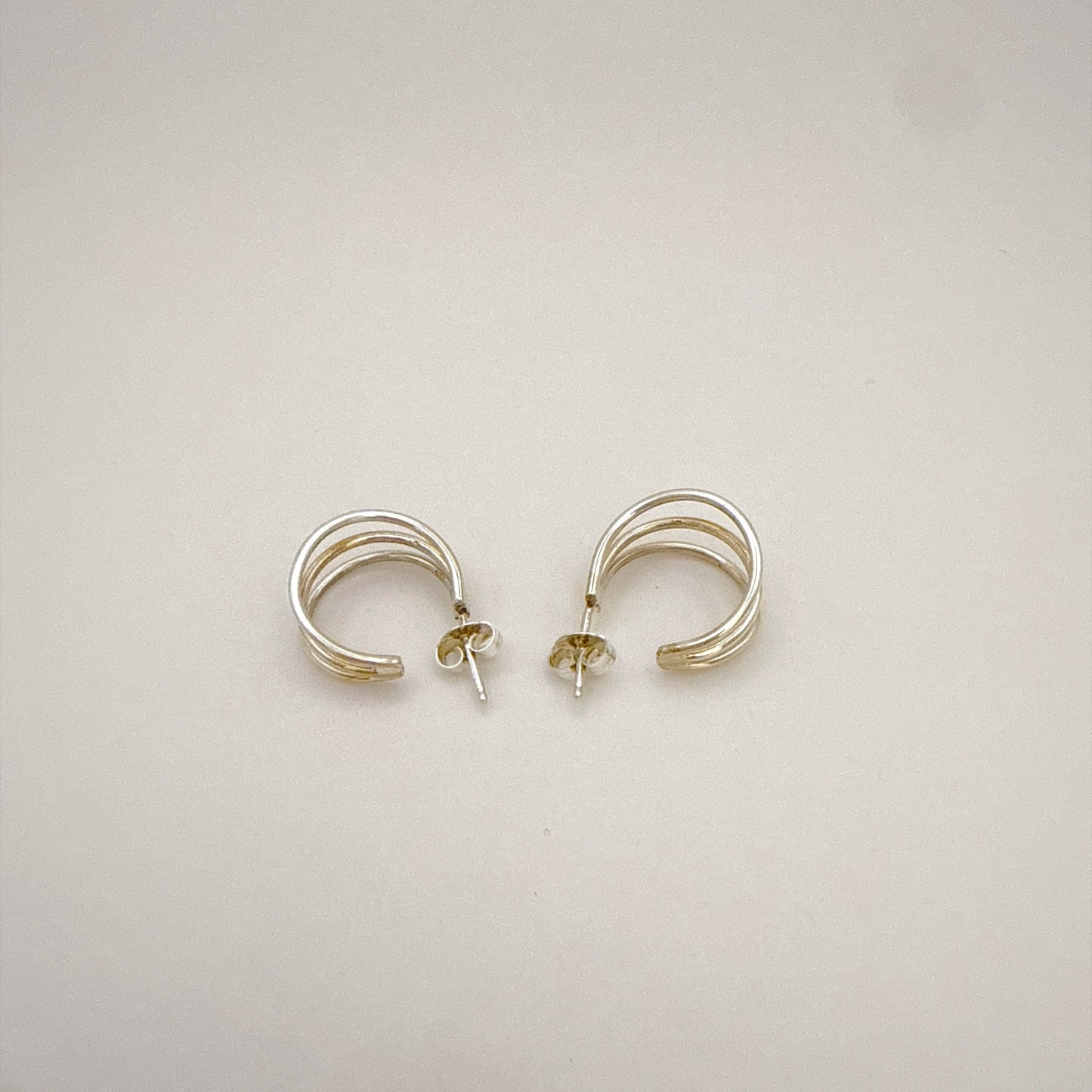 シルバーリブドフープピアス 直径16mm