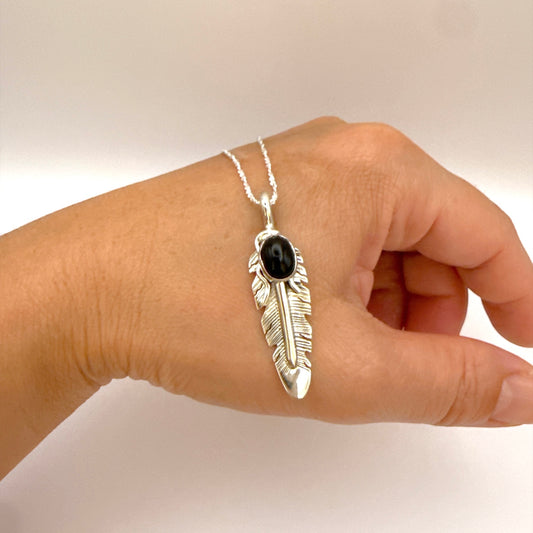 Onyx Feather Pendant