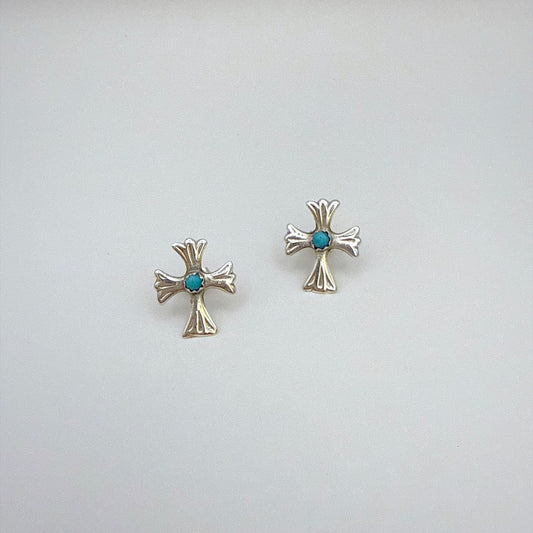 Turquoise Cross Stud Earrings B