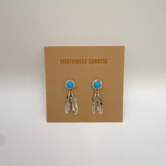 Turquoise Feather Earrings