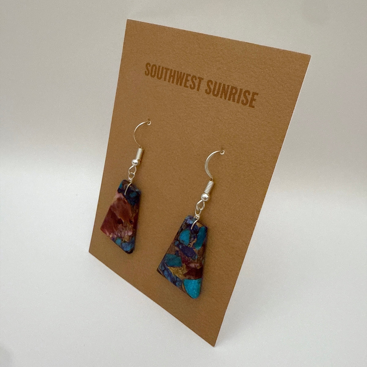 Purple Mojave Turquoise Slab Earrings C