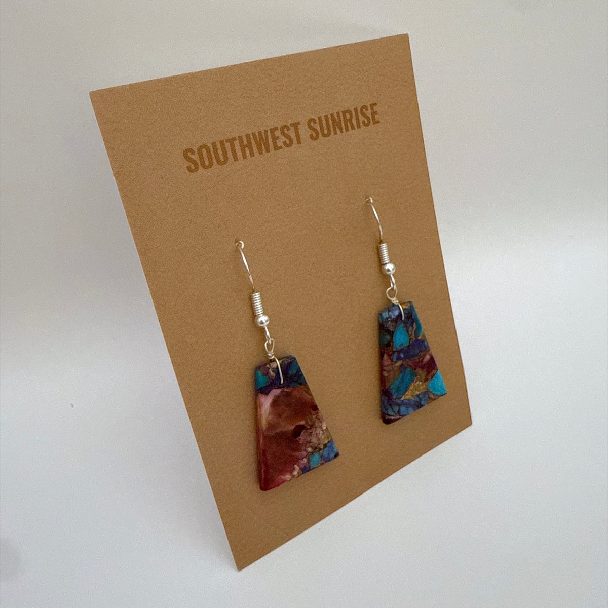 Purple Mojave Turquoise Slab Earrings C