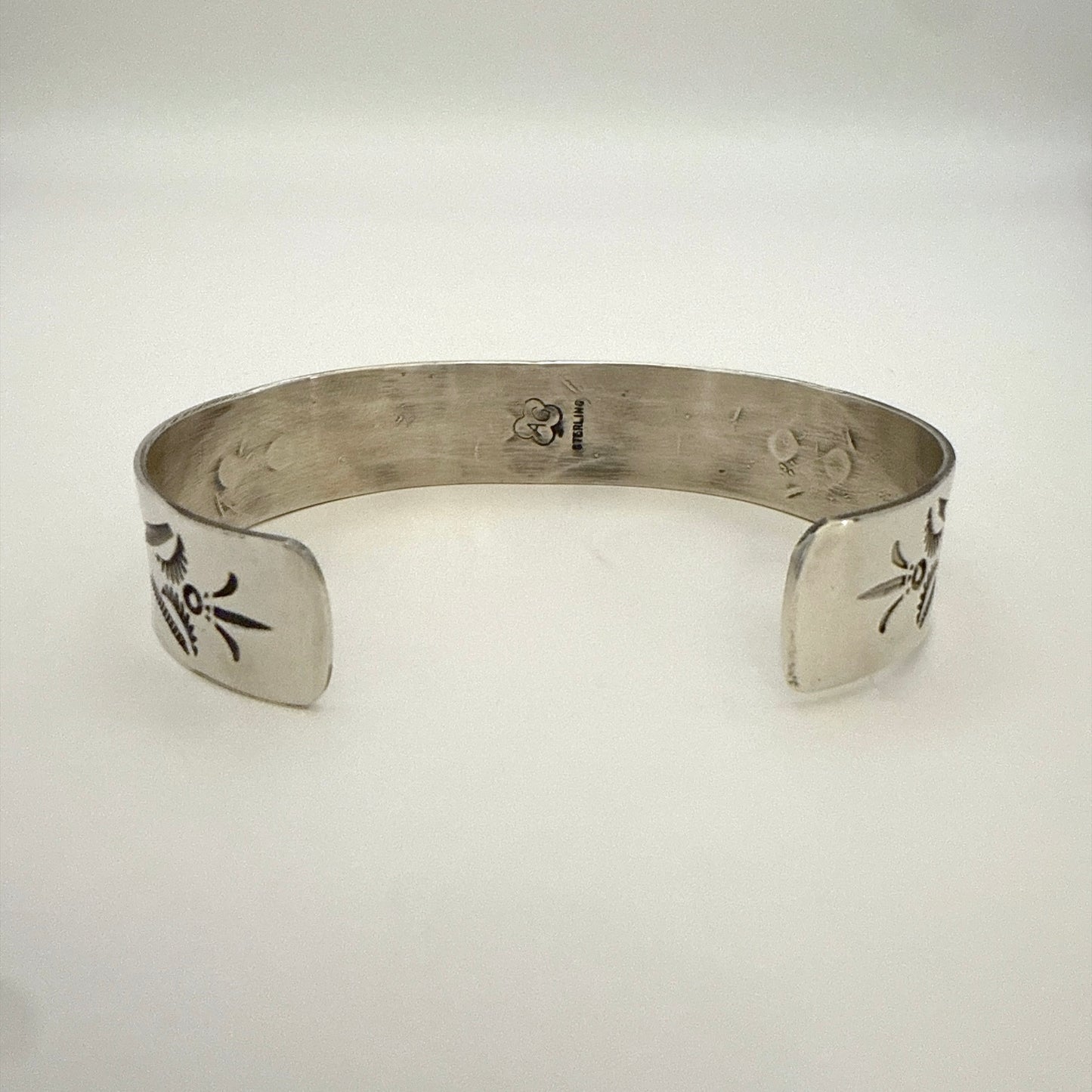 Stamped Sterling Silver Cuff Bracelet with Sleeping Beauty Turquoise 5 5/8"