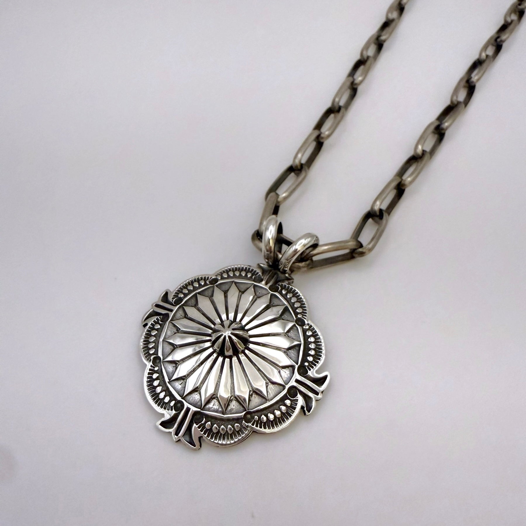Sunshine Reeves Sunburst Concho Pendant Sterling Silver Navajo
