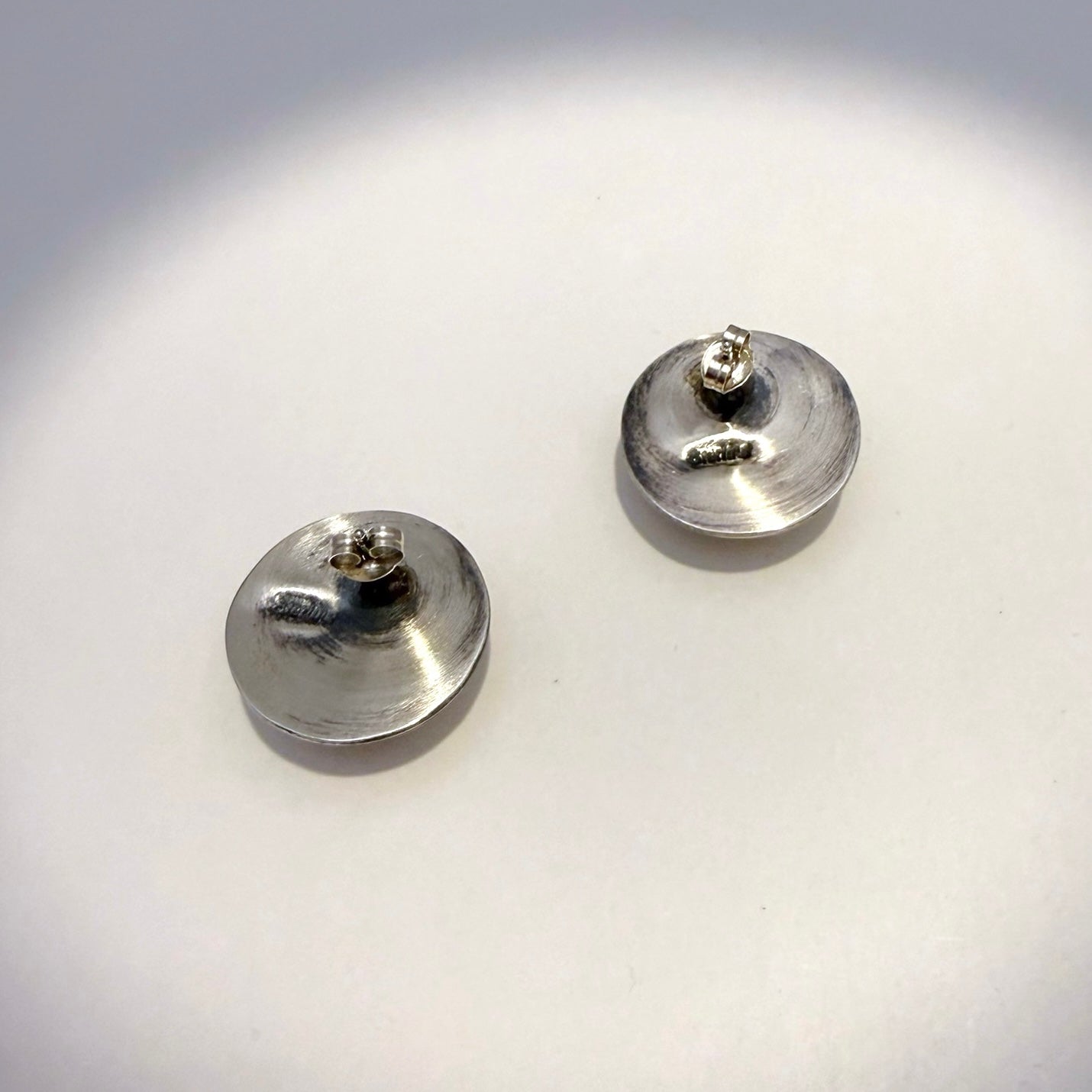 Button Stud Earrings Oxidized 7/8"