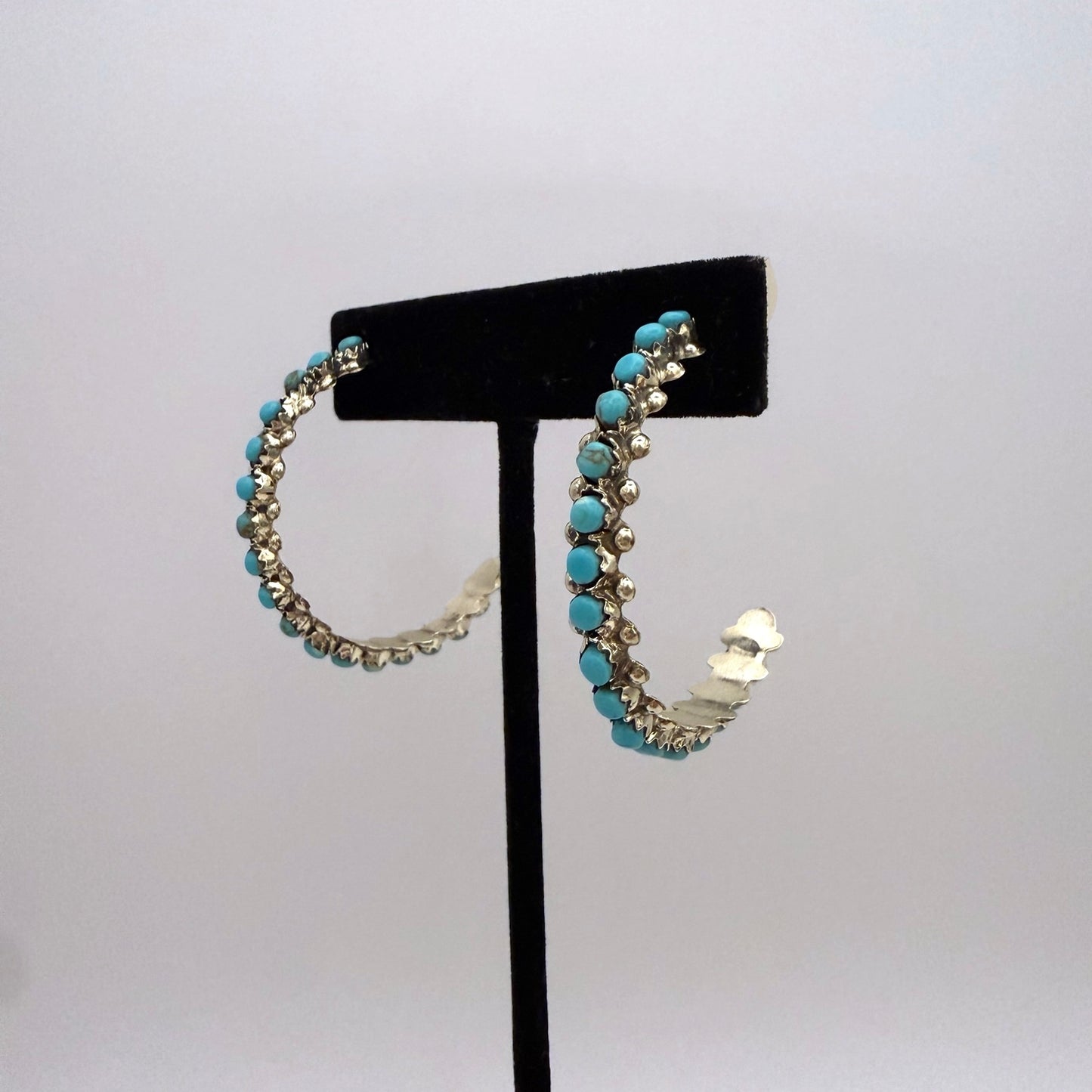 Turquoise Hoop Earrings 1.75"