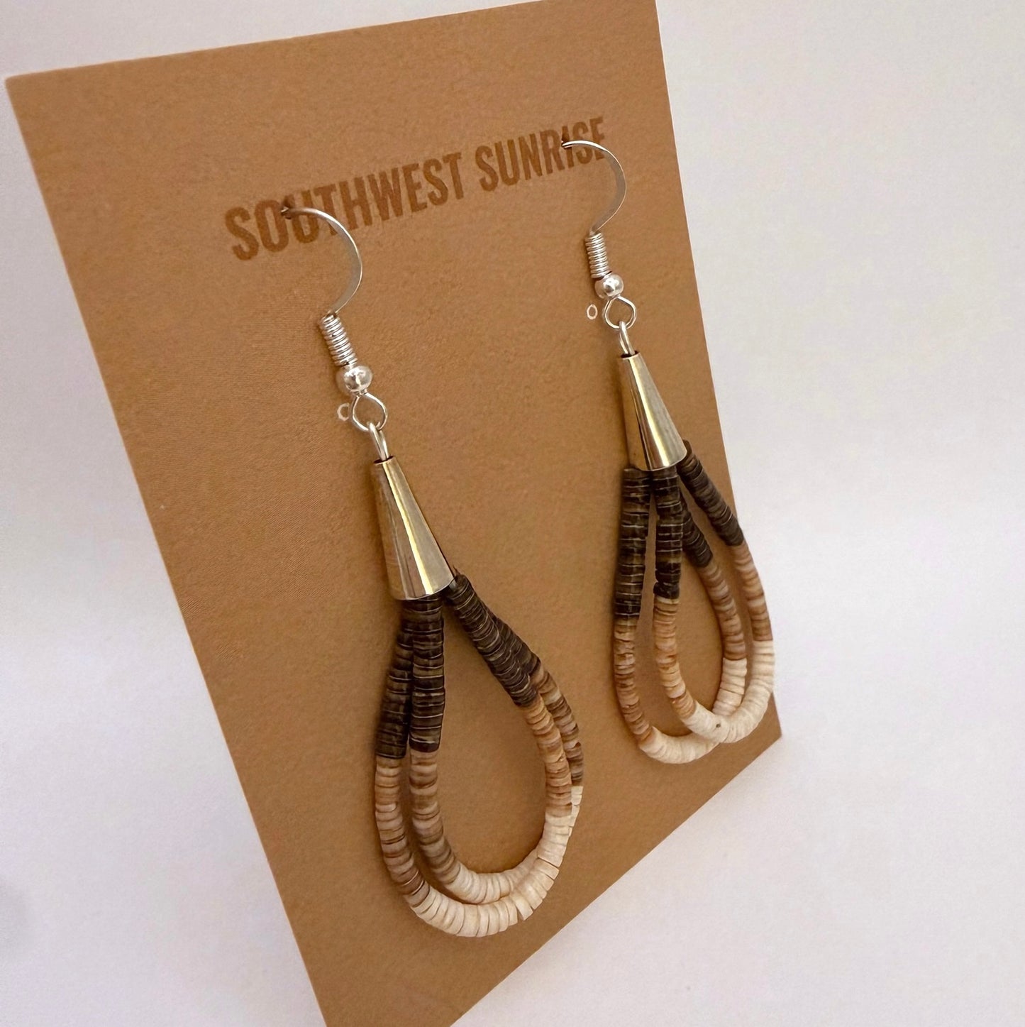 Two Strand Shell Heishi Earrings AA