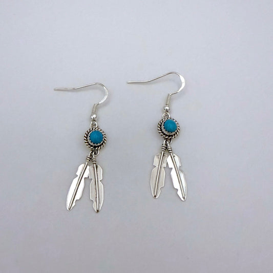 Turquoise Feather Earrings