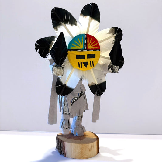 Native American Navajo Sunface Kachina Doll / White