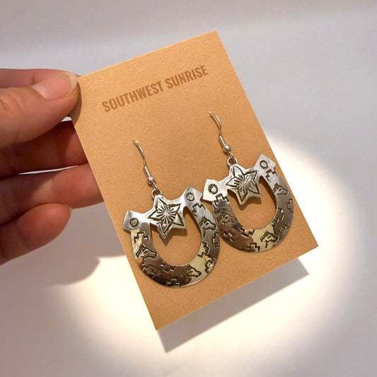 Stamped Horseshoe Dangle Earrings