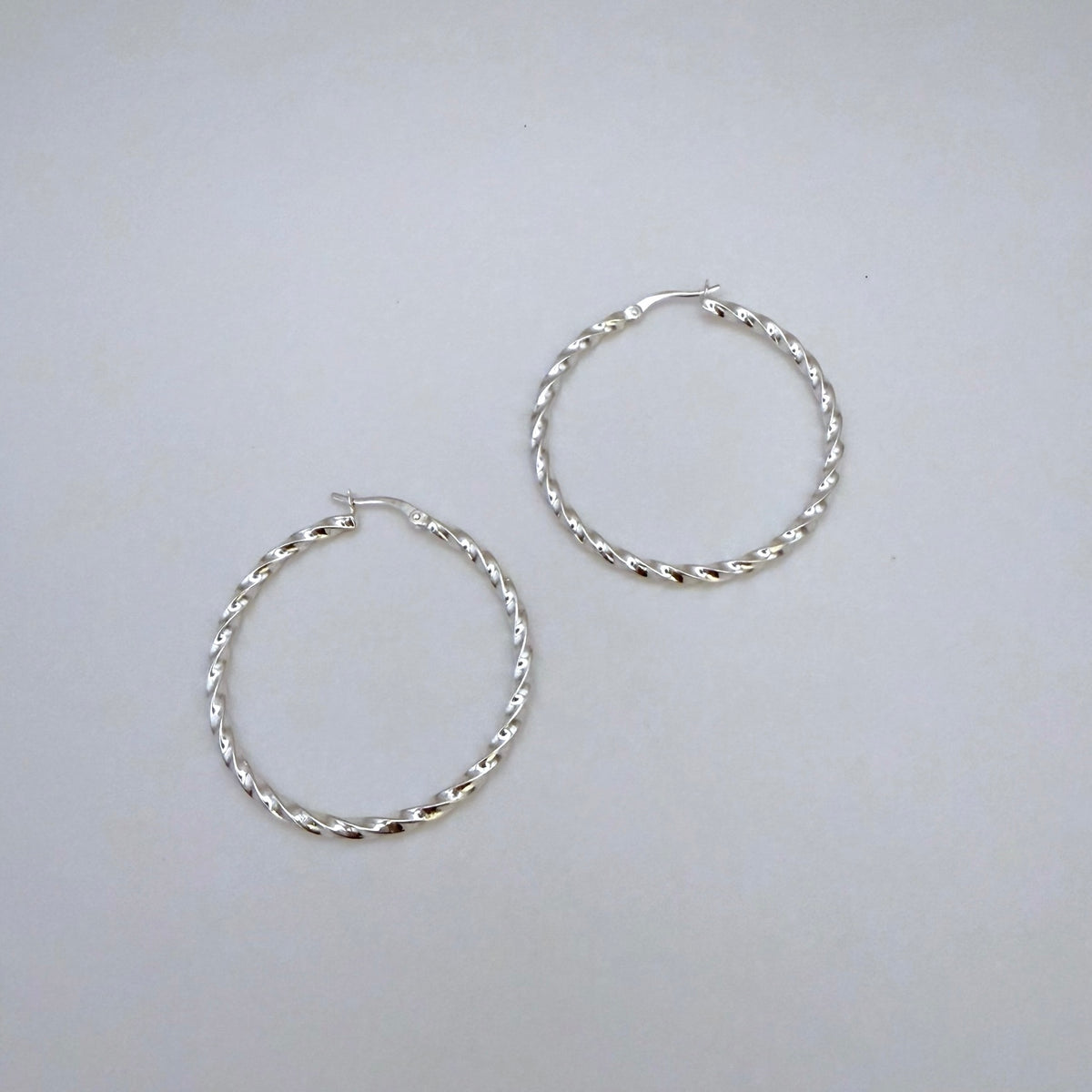Twisted Sterling Silver Hoop Earrings – 1.65"