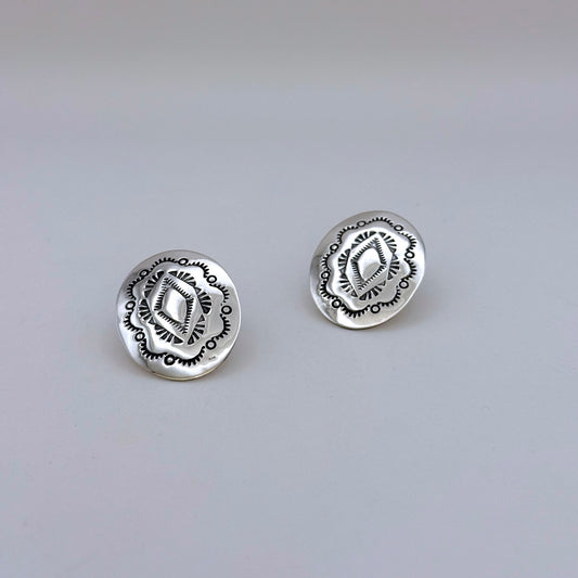 Stamped Sterling Silver Oval Stud Earrings B
