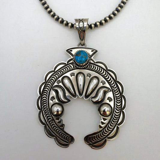 Kingman Turquoise Naja Pendant by Alex Sanchez