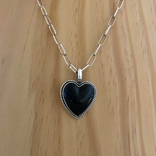 Black Onyx Heart Pendant