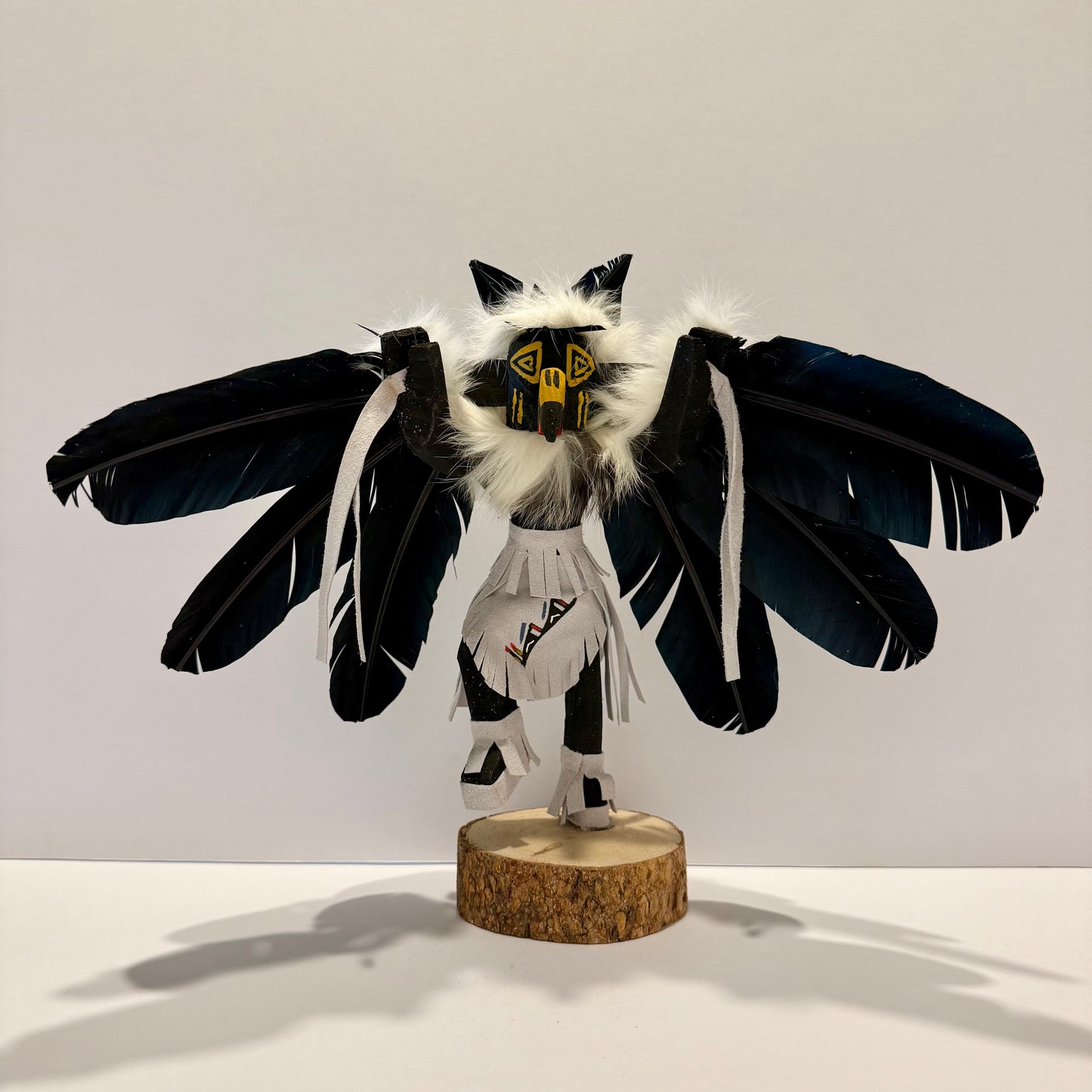 Native American Navajo Raven Kachina Doll / White