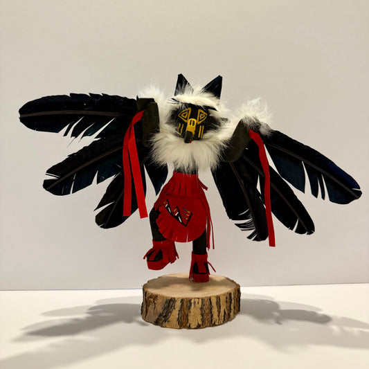 Native American Navajo Raven Kachina Doll / Red