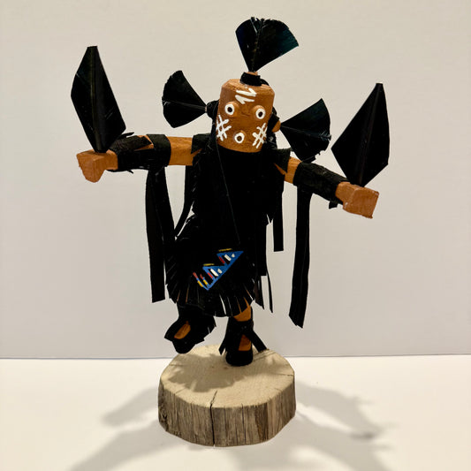 Native American Navajo Mudhead Kachina Doll / Black