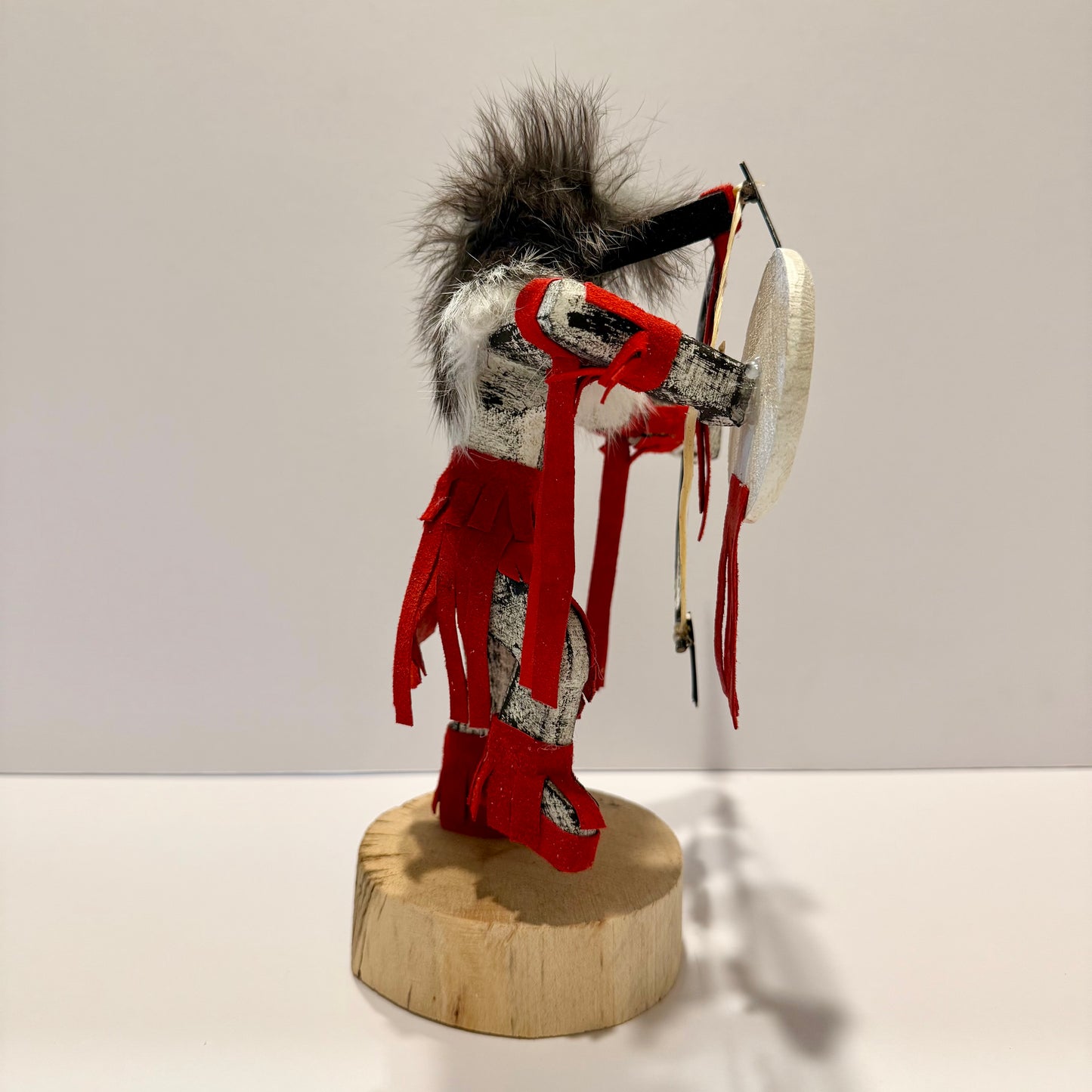 Native American Navajo Standing Buffalo Warrior Kachina Doll / Red