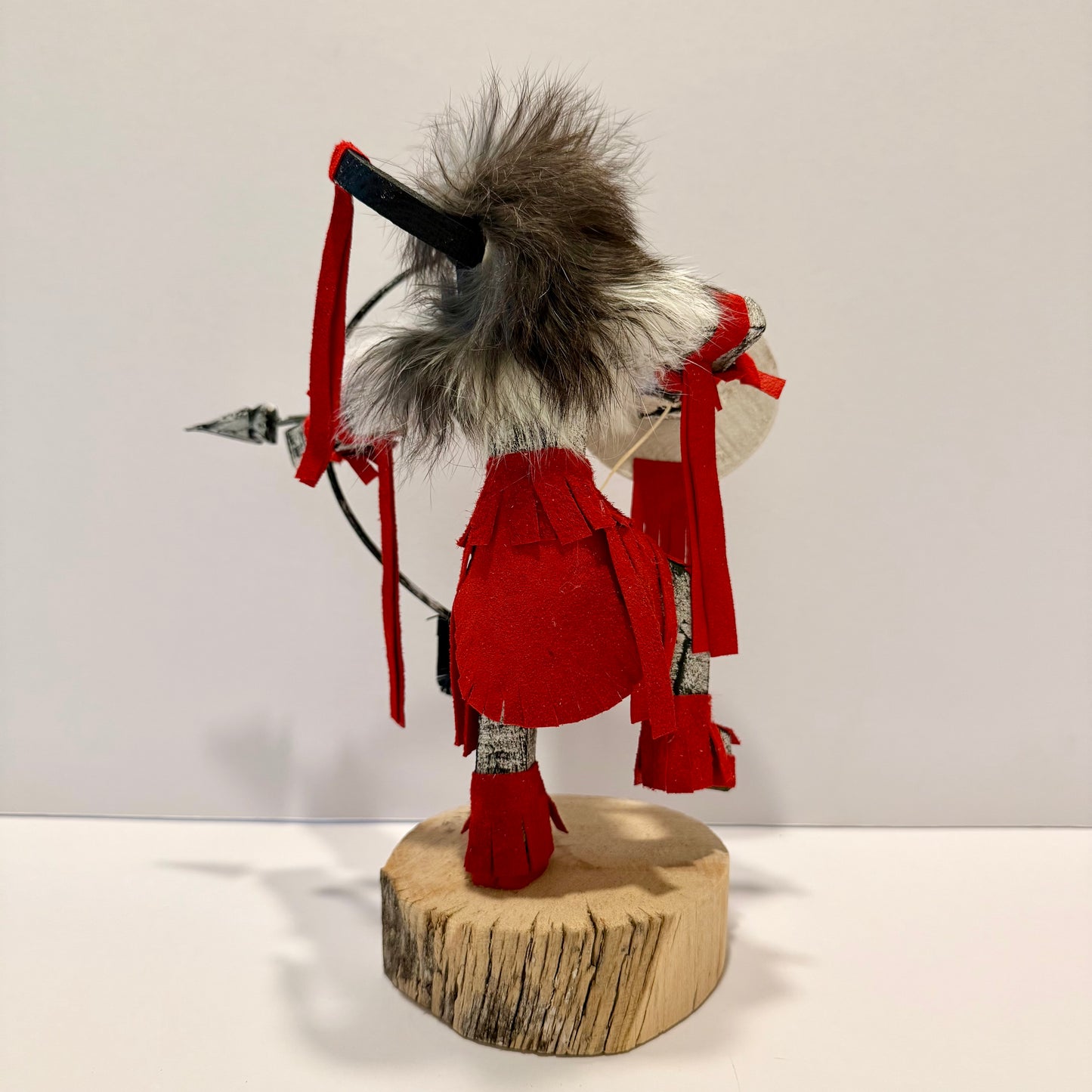 Native American Navajo Standing Buffalo Warrior Kachina Doll / Red