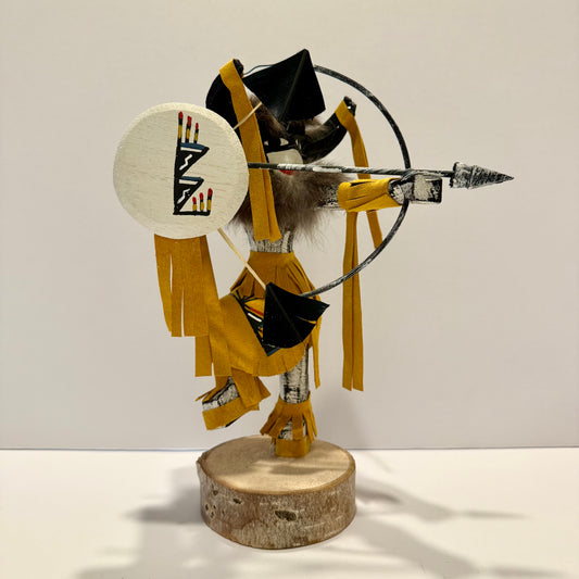 Native American Navajo Standing Buffalo Warrior Kachina Doll / Gold