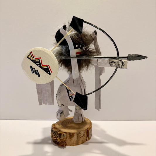Native American Navajo Standing Buffalo Warrior Kachina Doll / White