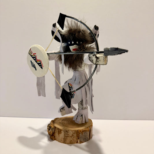 Native American Navajo Standing Buffalo Warrior Kachina Doll / White