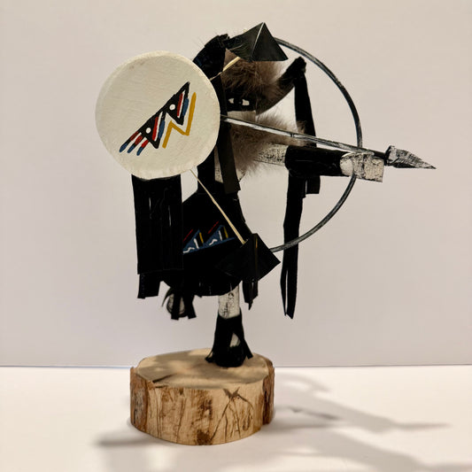 Native American Navajo Standing Buffalo Warrior Kachina Doll / Black