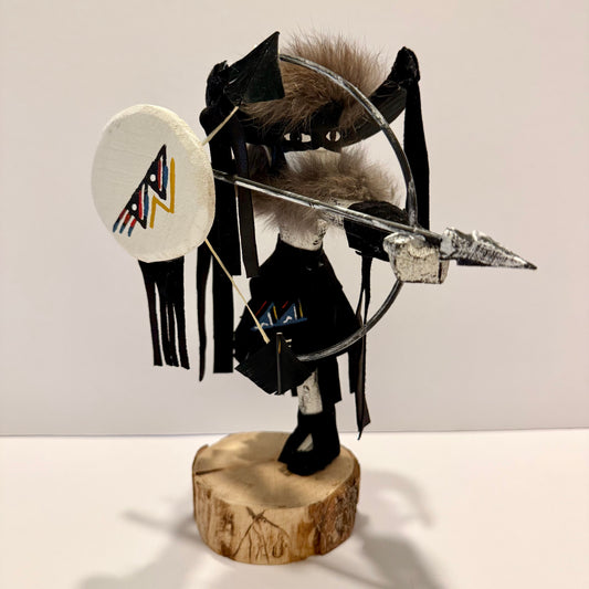 Native American Navajo Standing Buffalo Warrior Kachina Doll / Black