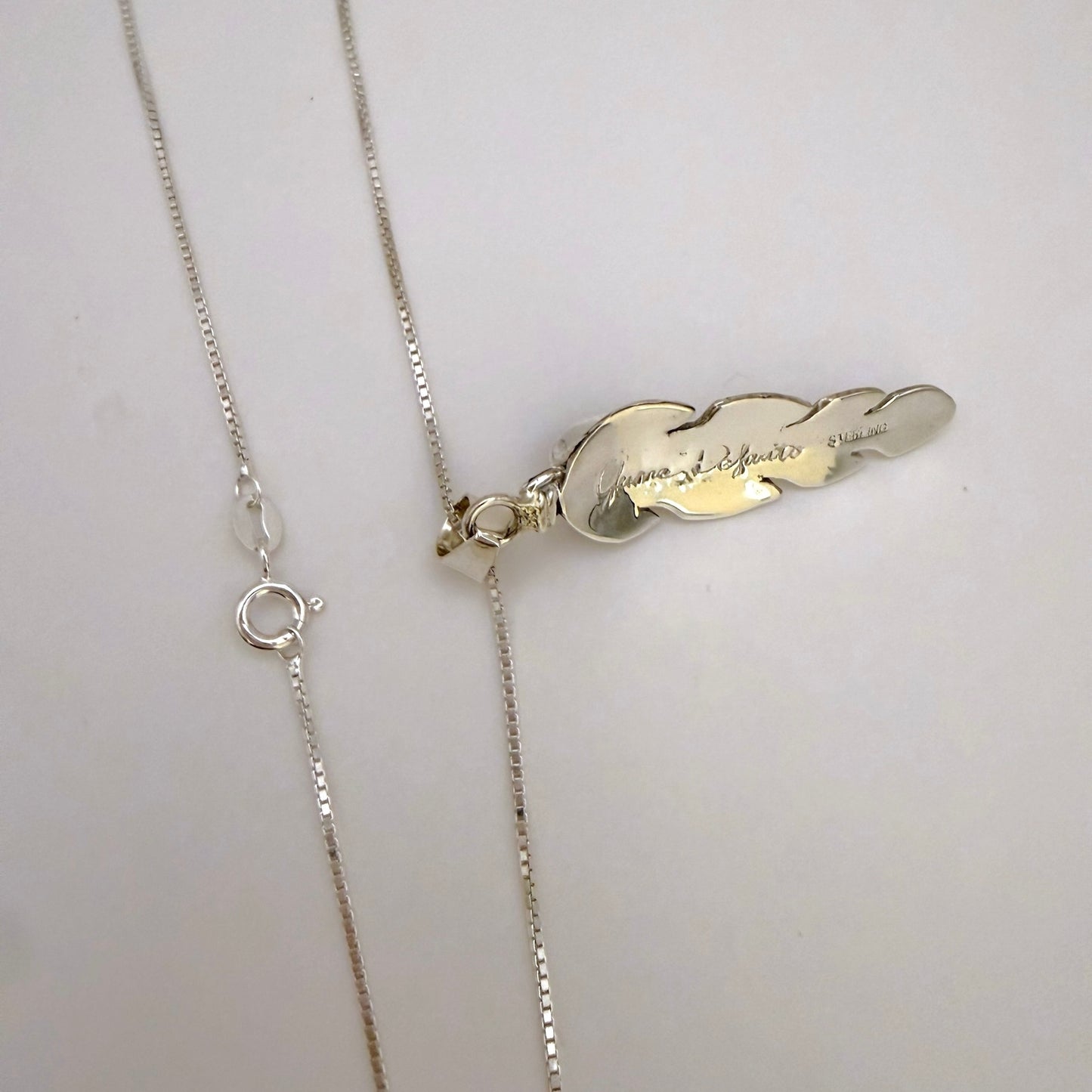 Onyx Feather Pendant Necklace – 24" Chain