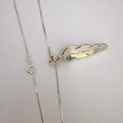 Onyx Feather Pendant Necklace – 24" Chain
