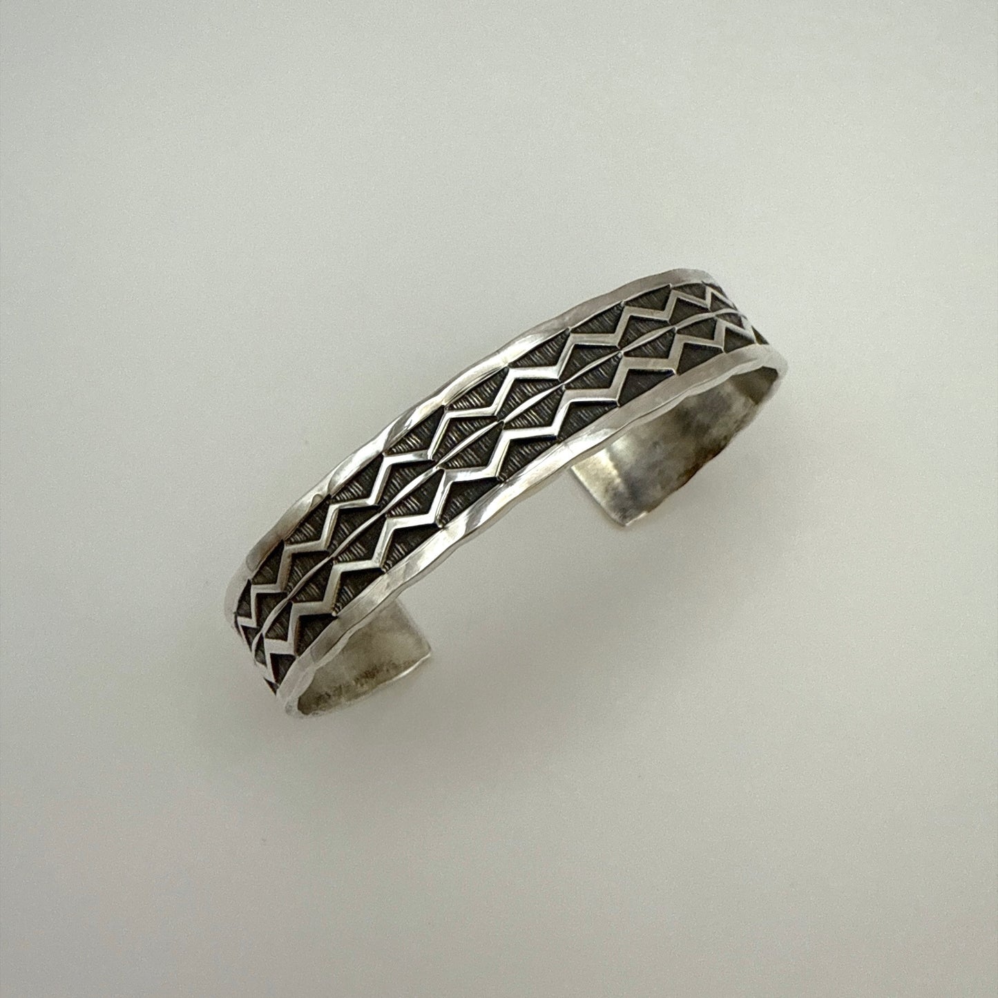 Stamped Sterling Silver Cuff Bracelet By Sunshine Reeves 5.5"