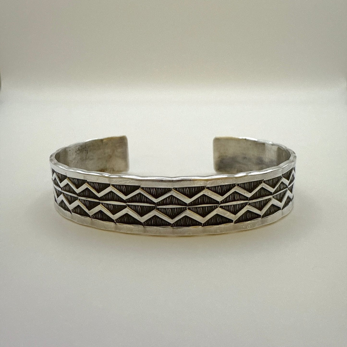 Stamped Sterling Silver Cuff Bracelet By Sunshine Reeves 5.5"