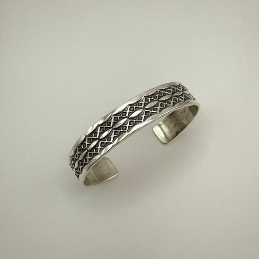 Stamped Sterling Silver Cuff Bracelet By Sunshine Reeves 5 5/8"