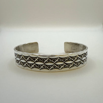Stamped Sterling Silver Cuff Bracelet By Sunshine Reeves 5 5/8"