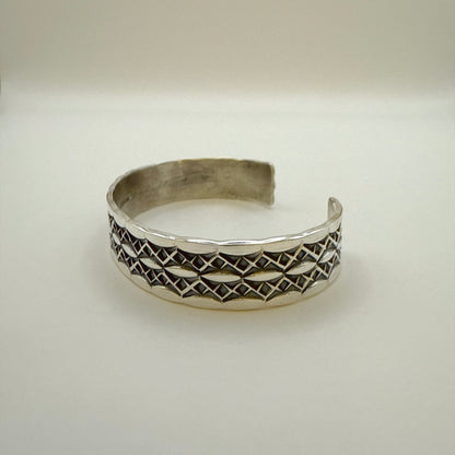 Stamped Sterling Silver Cuff Bracelet By Sunshine Reeves 5 5/8"