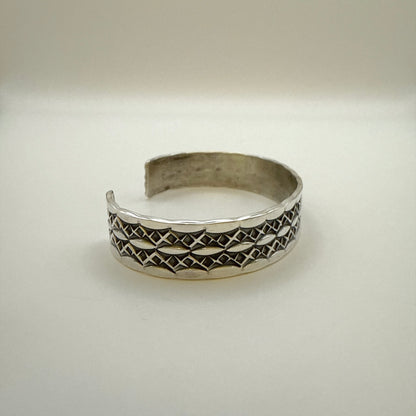 Stamped Sterling Silver Cuff Bracelet By Sunshine Reeves 5 5/8"