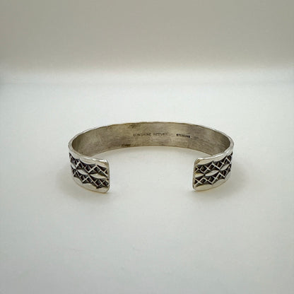 Stamped Sterling Silver Cuff Bracelet By Sunshine Reeves 5 5/8"