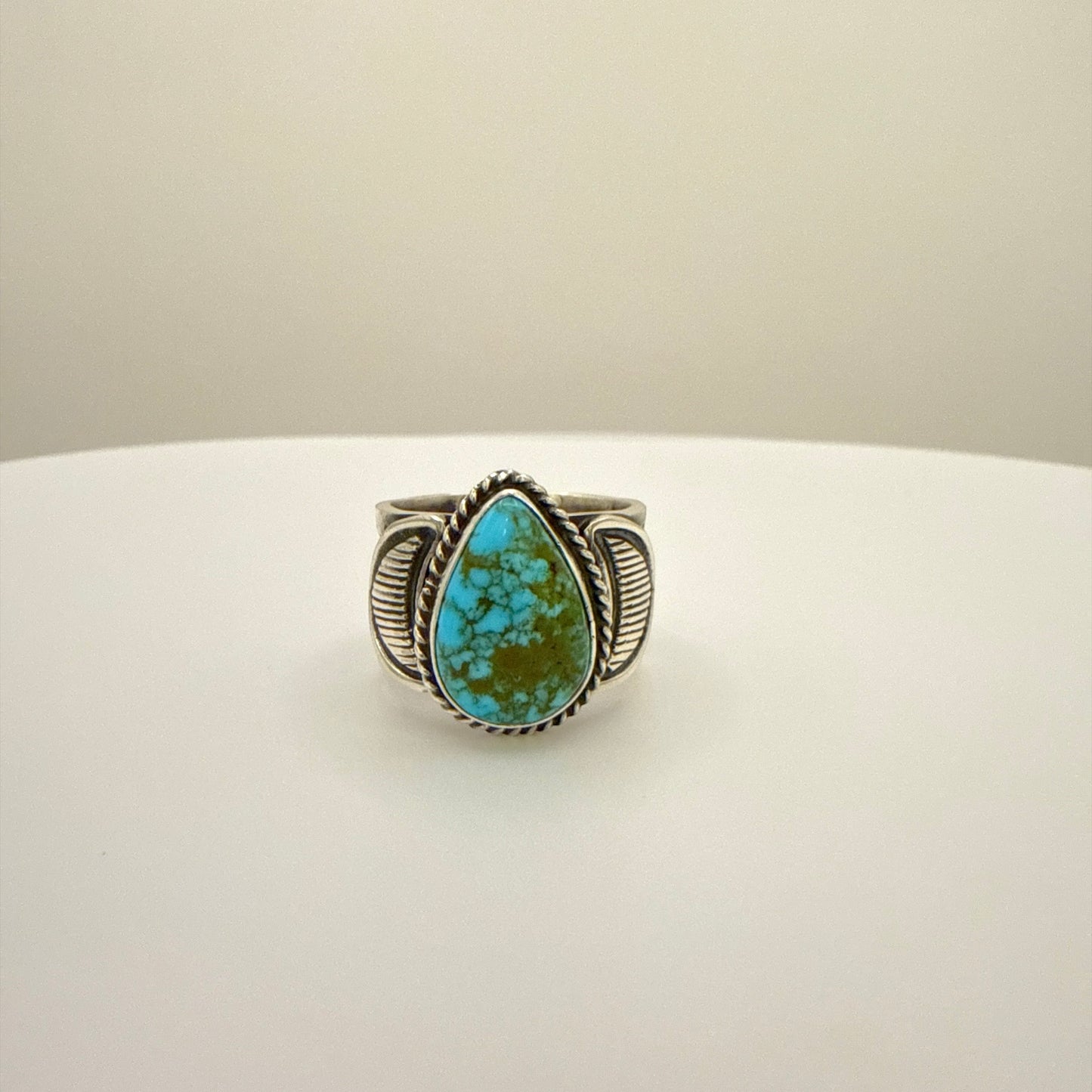 Stamped Kingman Turquoise Ring By Sunshine Reeves Size 8