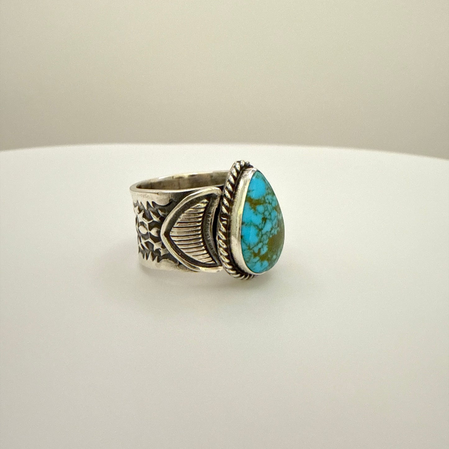 Stamped Kingman Turquoise Ring By Sunshine Reeves Size 8