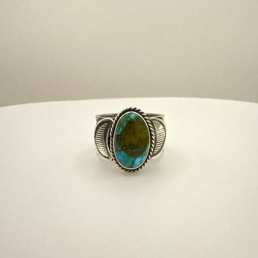 Stamped Kingman Turquoise Ring By Sunshine Reeves Size 9.5