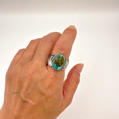 Stamped Kingman Turquoise Ring By Sunshine Reeves Size 9.5