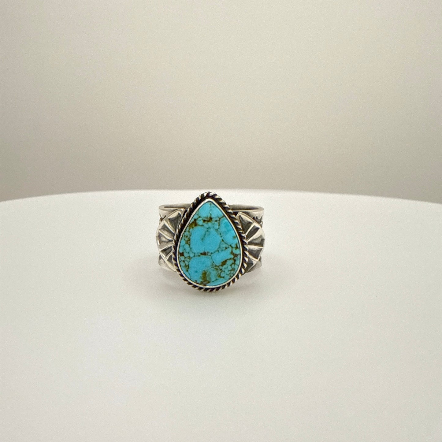 Stamped Kingman Turquoise Ring By Sunshine Reeves Size 10